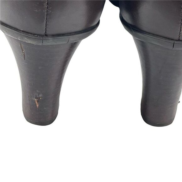 Michelle D Y2K Square Toe Heels Brown Size 10 Genuine Leather Block Heel Shoes - Picture 8 of 12